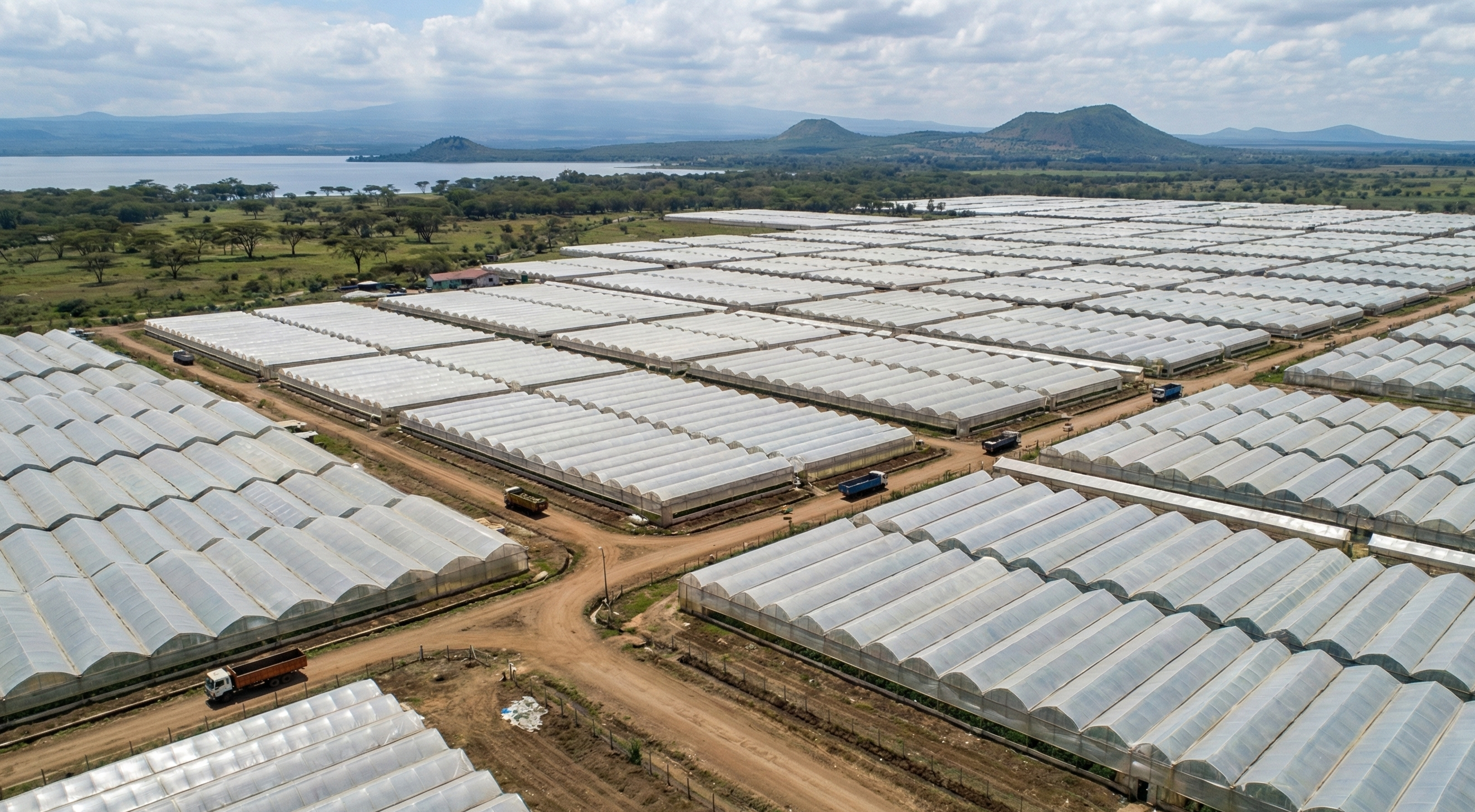 Aerial view of flower farm